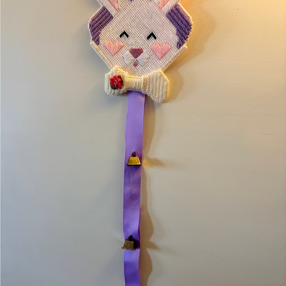 Handmade Bunny Wall/Door Decoration Spring Easter Plastic Canvas Needlepoint